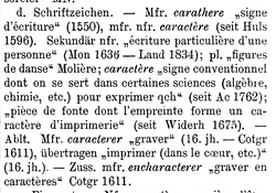 FEW, 2: 623, Stichwort "caractère".