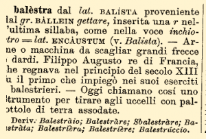 DELI, Stichwort "balestra".